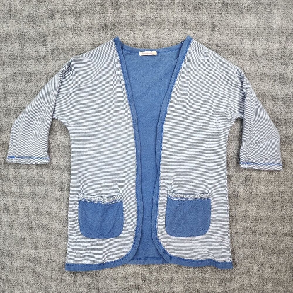 Fresh Produce Sweater Womens XS Blue Fireside Knit Open Cardigan Coastal Chic
